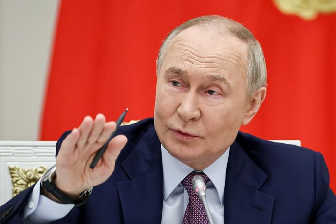 RUSSIA, MOSCOW - OCTOBER 23, 2025: Russia's President Vladimir Putin attends a meeting of the Russian Presidential Council for the Implementation of State Demographic and Family Policy at Moscow's Kremlin