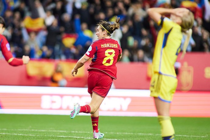 Archivo - Mariona Caldentey of Spain celebrates a goal during the UEFA Womens Nations League match played between Spain and Sweden at La Rosaleda stadium on December 5, 2023, in Malaga, Spain.