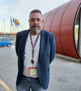 Felipe Carlón, Candidato A Secretario General De USO Industria Asturias, Antes De La Celebración Del III Congreso De USO Industria Asturias En Un Hotel Gijonés.