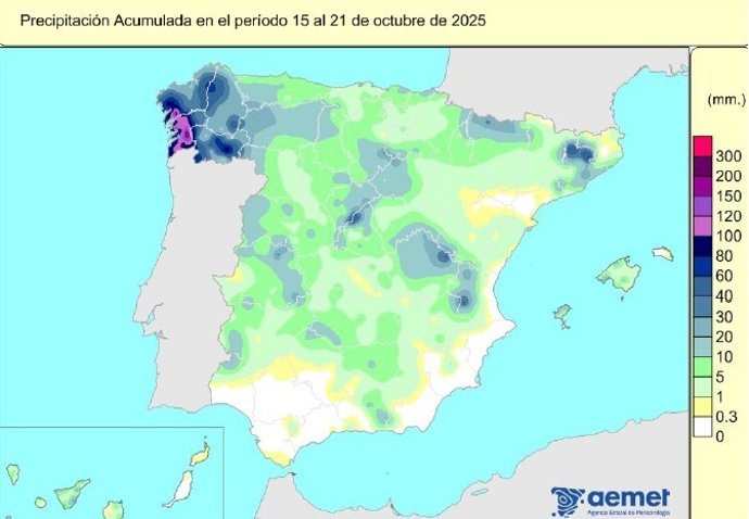 Las lluvias acumuladas desde inicios de mes se cifran en 19 l/m2, un 62% menos que lo habitual.