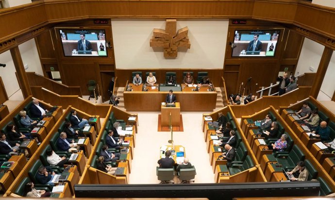 Pradales durante el pleno de control en el Parlamento Vasco