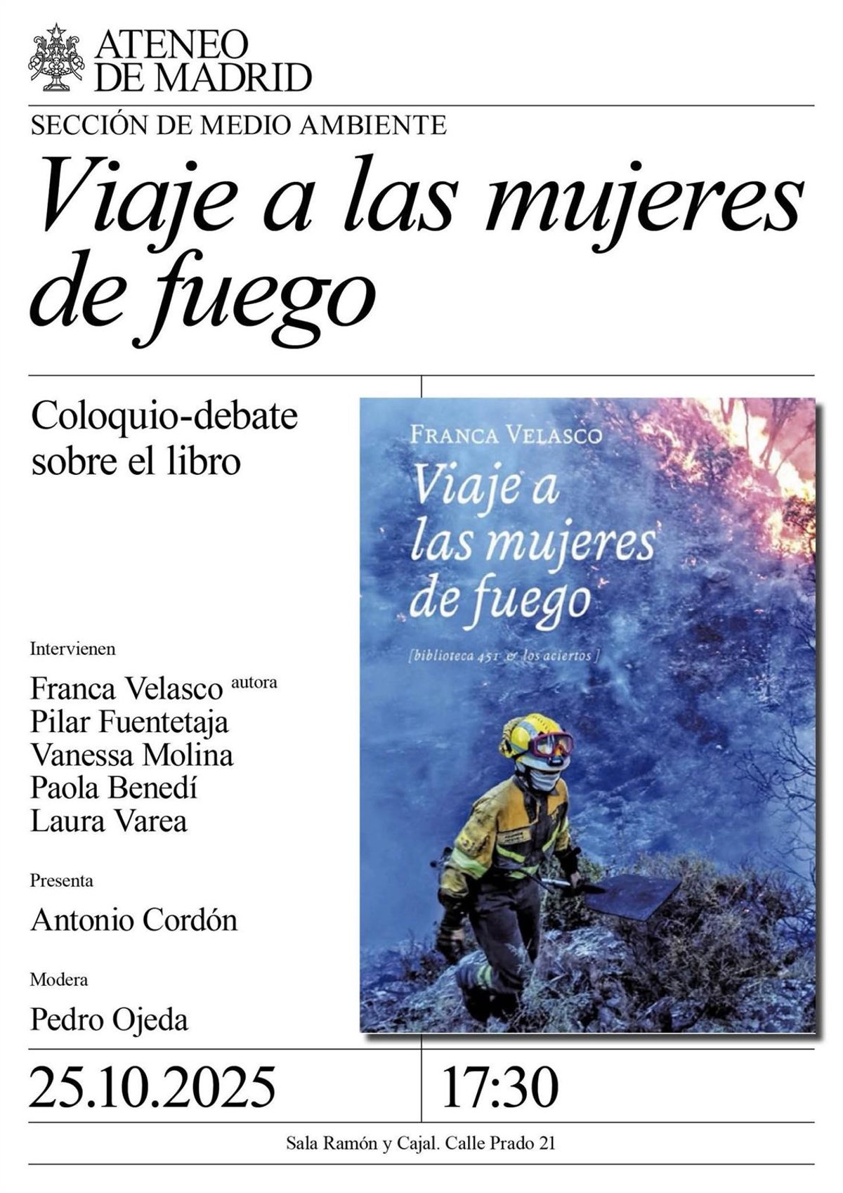 El libro  Viaje a las mujeres de fuego , de Franca Velasco, a debate este sábado en el Ateneo de Madrid