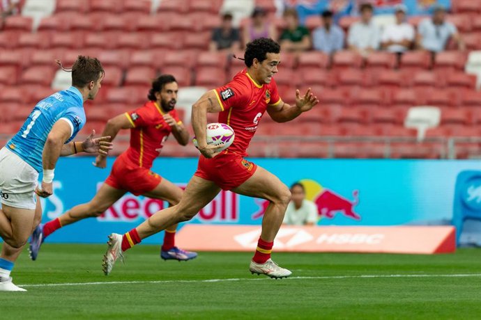 Archivo - Partido entre España y Uruguay de Rugby Seven en Singapur.