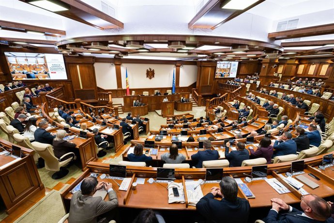 MOLDOVA, CHISINAU - OCTOBER 22, 2025: The inaugural session of the 12th parliament of Moldova