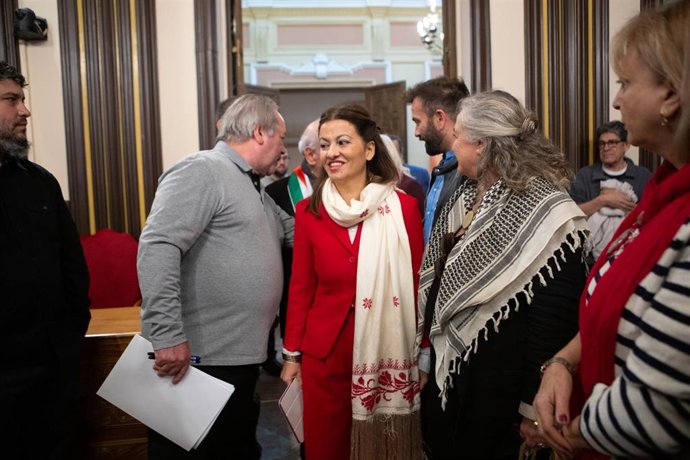 Sira Rego, Ministra de Juventud e Infancia, en el acto de hermanamiento entre Zamora y Beit Jala