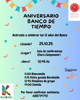 Cartel del aniversario del Banco del Tiempo de Barakaldo.