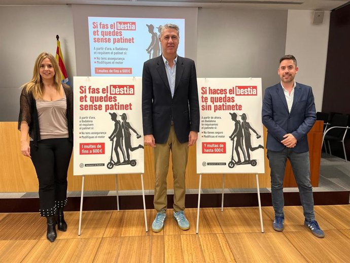 L'alcalde de Badalona, Xavier García Albiol, en la presentació de la mesura 