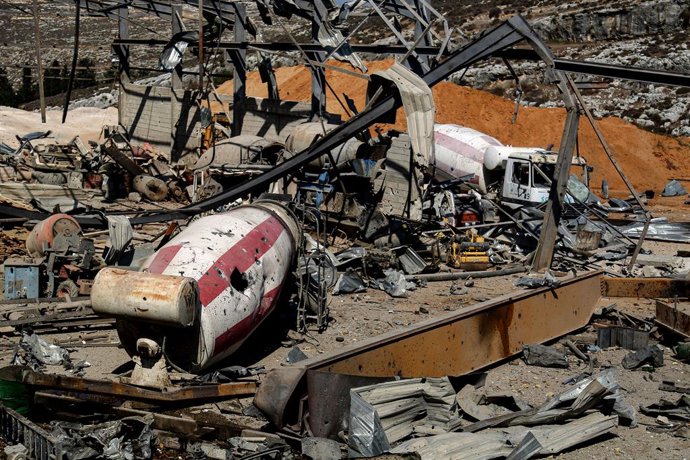 October 17, 2025, Ansar, Ansar, Lebanon: Destruction at the site of quarry and cement factory in the southern Lebanese village of Ansar that was shattered by Israeli air strikes described as the largest attack on Lebanon since the ceasefire agreement was 