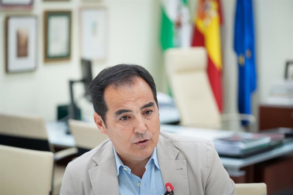 Archivo - El consejero de Justicia de la Junta de Andalucía, José Antonio Nieto, durante la entrevista concedida a Europa Press. A 31 de julio de 2025,  en Sevilla (Andalucía, España).