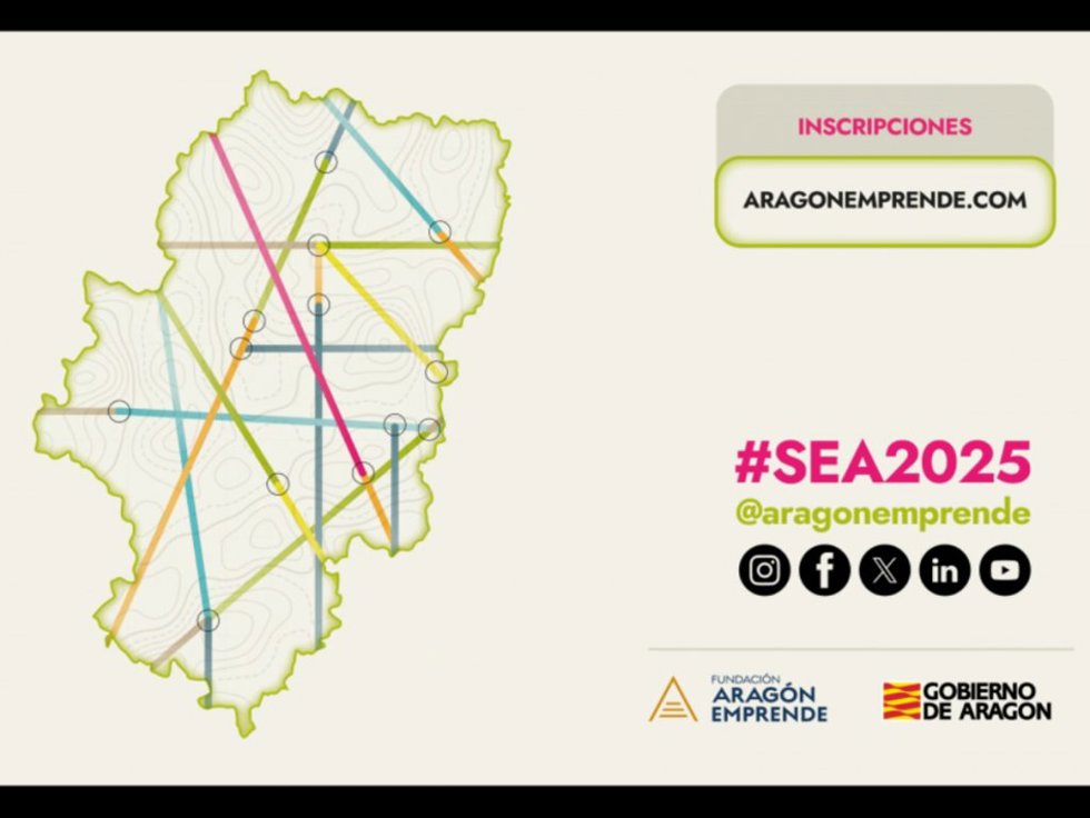 Detalle del cartel de la Semana del Emprendimiento en Aragón 2025