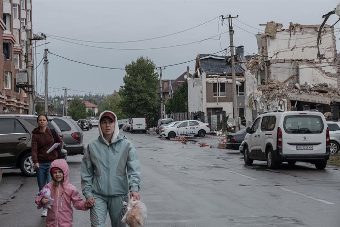 29 de setembro de 2025, Kiev, Região Oblast, Ucrânia: Consequências de um ataque russo à Ucrânia em 28 de setembro