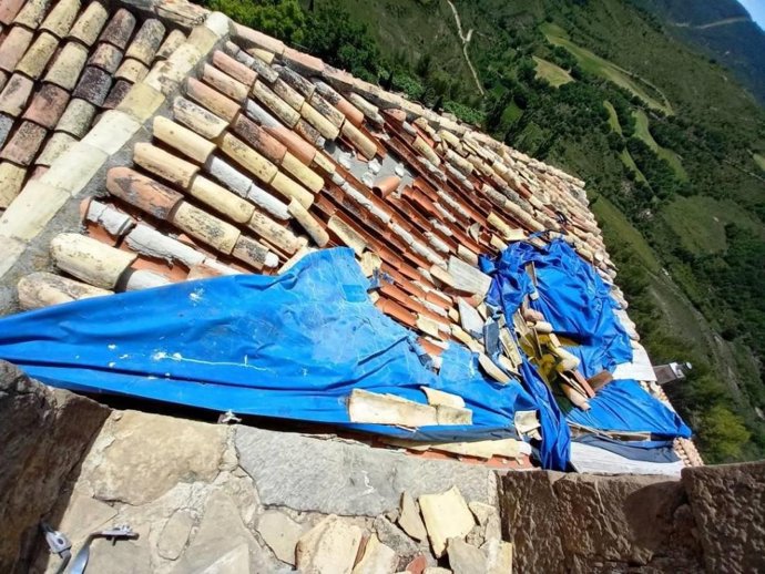 Stado del faldón oeste, junto a la torre, de la Iglesia de Los Pintanos.