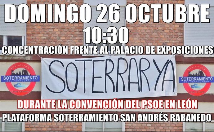 Cartel informativo del acto reivindicativo de este domingo en León capital ante la presencia de Pedro Sánchez.