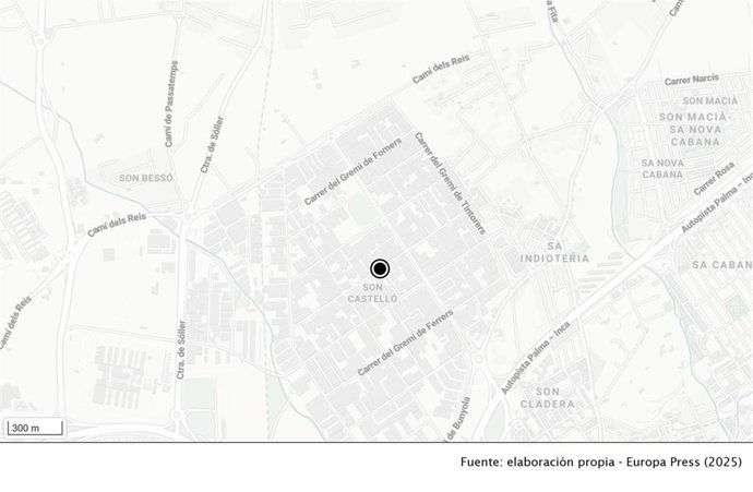 Mapa de la callde del Gremi de Fusters, en el Polígono Son Castelló de Palma