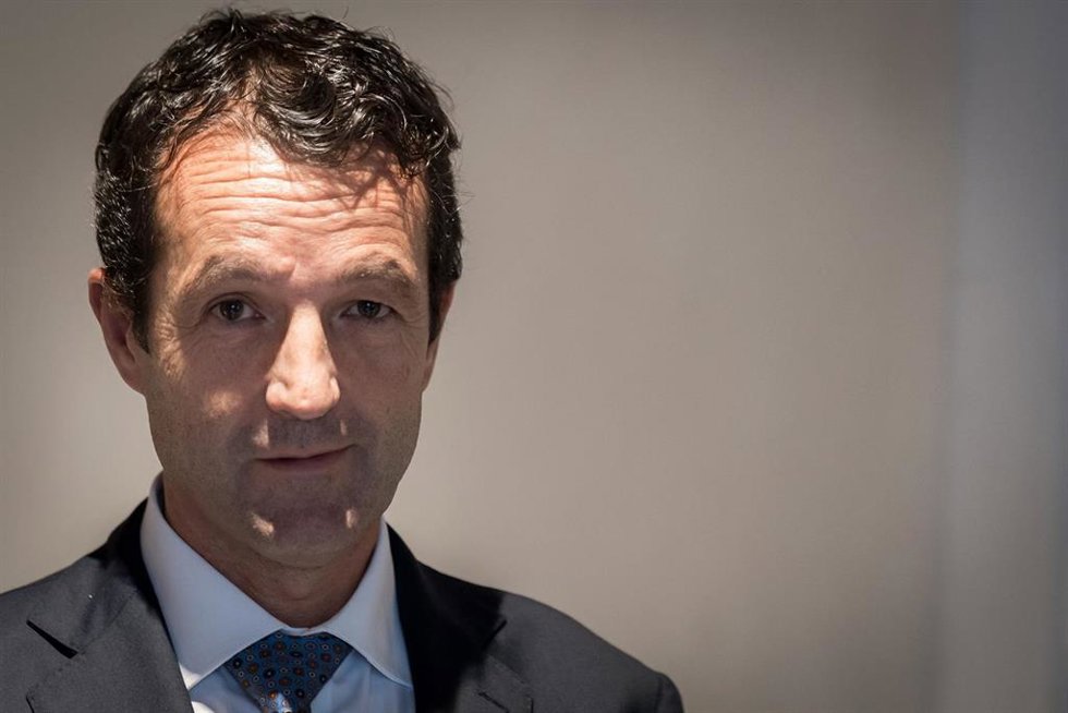 El Executive Chairman Indra Group, Ángel Escribano Ruiz, durante  el foro  'A los 40 años de la adhesión: cómo España quiere que Europa sea' organizado por la Fundación Carlos Amberes, en la IE University, a 15 de octubre de 2025, en Madrid (España).