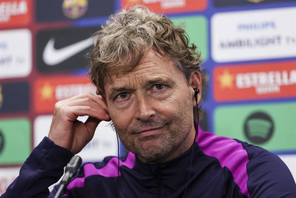 El segundo entrenador del FC Barcelona, Marcus Sorg, en rueda de prensa. 