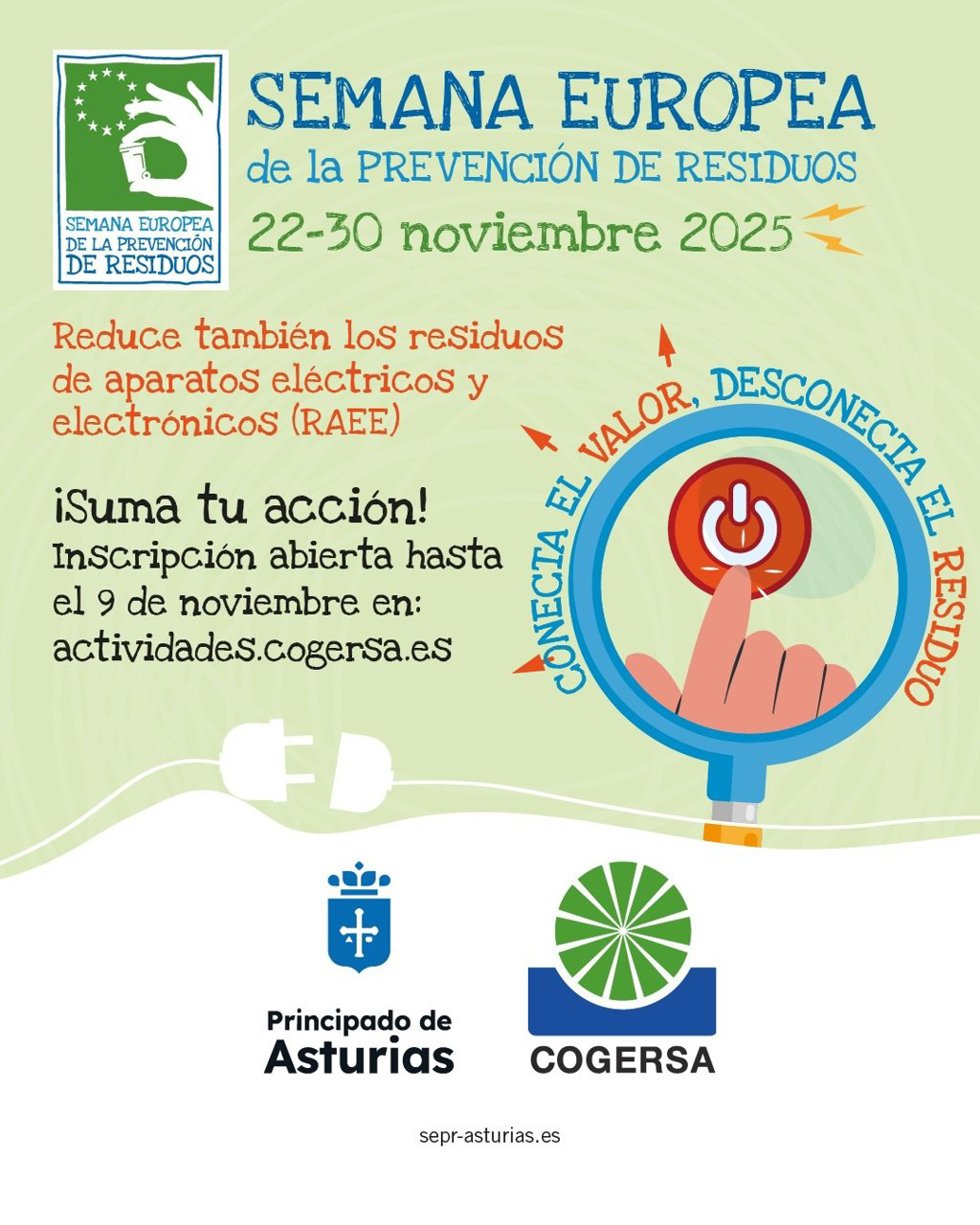 Cogersa convoca la Semana Europea de la Prevención de Residuos 2025, centrada en los aparatos eléctricos y electrónicos (RAEE)