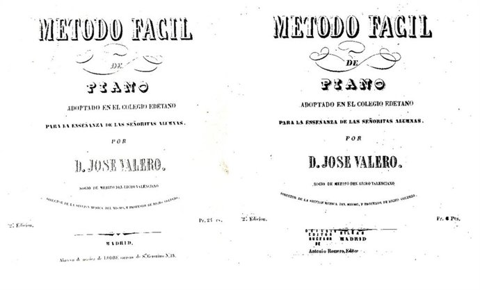 UN ESTUDIO RECUPERA EL PRIMER MÉTODO DE PIANO ESCRITO EN VALENCIA DESTINADO A LA EDUCACIÓN FEMENINA Y CONSIDERADO PERDIDO HASTA LA FECHA