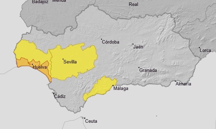 Avisos  activos por Aemet este lunes 27 de octubre en Andalucía por fuertes lluvias