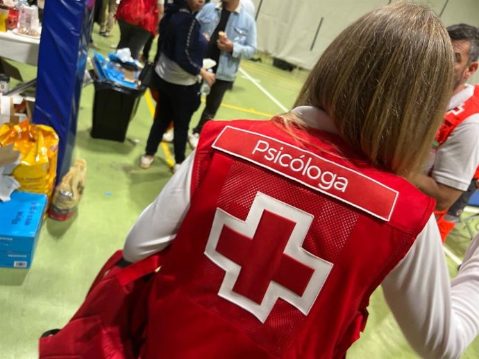 La psicòloga de Cruz Roja de la seu de Xiva, Susana Silva, en una de les seues atencions