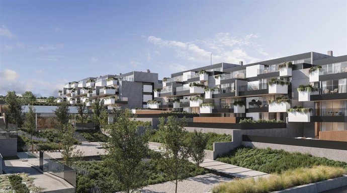 Imagen digital de cómo quedará el complejo La Solana, en Valdebebas (Madrid), cuando se complete su construcción.