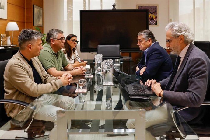 El consejero de Sanidad, Presidencia y Emergencias, Antonio Sanz, ha mantenido este lunes una reunión de trabajo con el secretario general de la Federación de Sanidad y Sectores Sociosanitarios de CCOO de Andalucía, José-Pelayo Galindo, en Sevilla