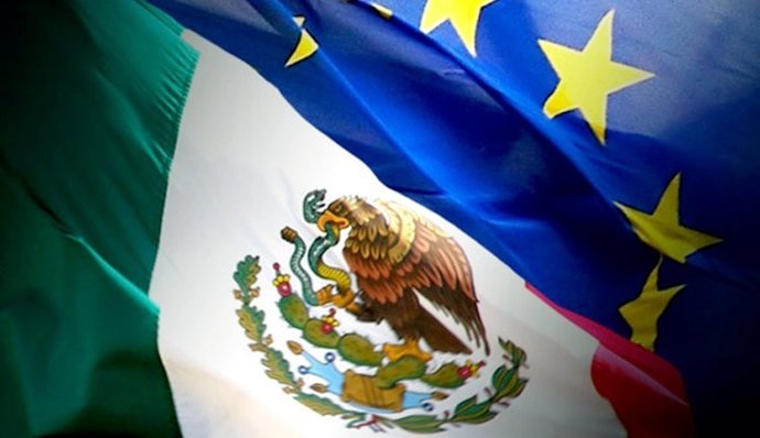 Archivo - Bandera México y UE