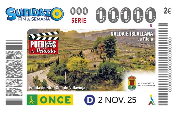 Nalda e Islallana, platós de rodaje de 'Un amor', protagonizan un cupón de la ONCE de la serie 'Pueblos de película'