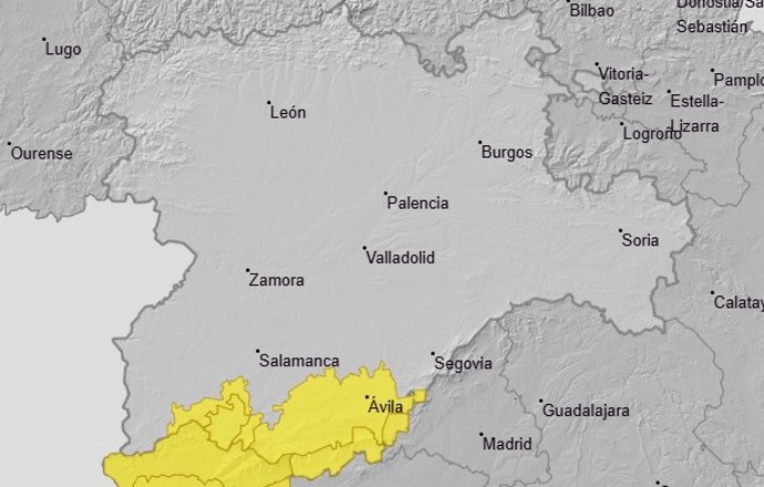 Avisos por lluvias en las provincias de Ávila y Salamanca para el martes 28 de octubre.