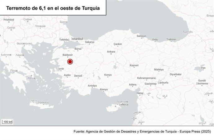 Registrado un terremoto de magnitud 6,1 en el oeste de Turquía
