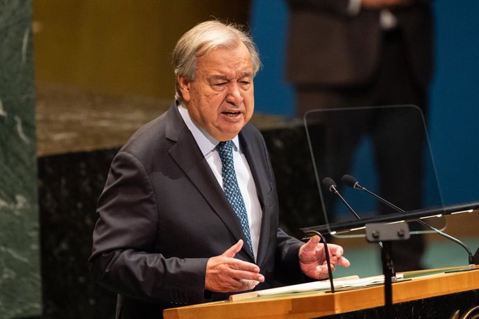 Archivo - September 23, 2025, New York, New York, United States: Secretary-General Antonio Guterres speaks during 80th session of United Nations General Assembly at UN Headquarters in New York, NY on September 23, 2025