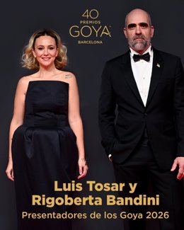 Cartell dels Premis Goya 2026 amb la cantant Rigoberta Bandini i l'actor Luis Tosar