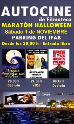 Cartel del autocine de Albacte con motivo de Halloween.