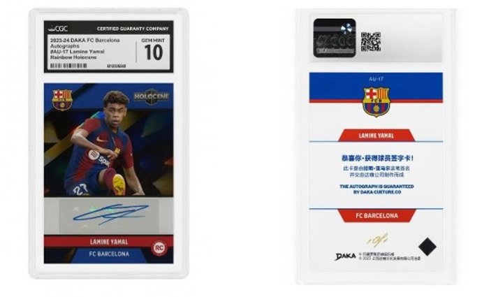 Sale a subasta un cromo firmado por el futbolista Lamine Yamal de un valor de entre 18.000 y 20.000 euros.