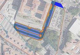 Plano del proyecto de aparcamiento de la Ciudad de la Justicia de Valladolid.