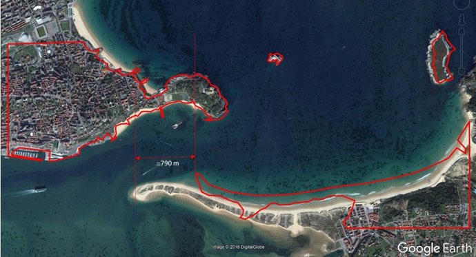 Comparación de la línea de costa 1870-2018