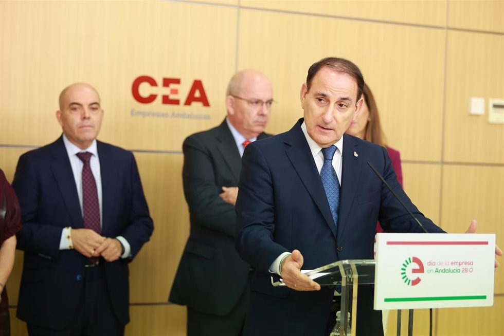 El presidente de CEA, Javier González de Lara, antes del acto institucional del Día de la Empresa en Andalucia.