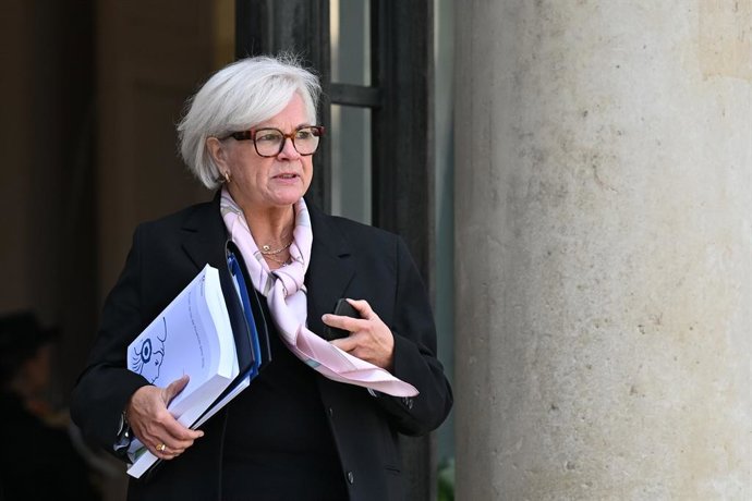 October 14, 2025, Paris, Ile-De-France (Region, France: Ms Catherine Vautrin, Minister for the Armed Forces and Veterans, at the Council of Ministers meeting on 14 October 2025