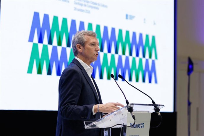 El presidente de la Xunta, Alfonso Rueda, en el V Encontro Intersectorial do Ecosistema Forestal de Galicia 'Piñeiros 25'.