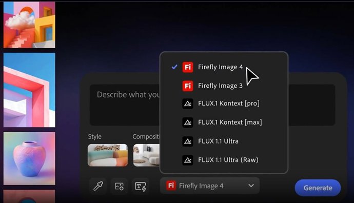 Modelos de IA disponíveis no Firefly