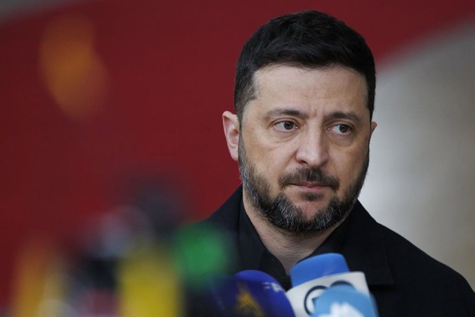 23 de outubro de 2025, Bruxelas, Bélgica: O presidente da Ucrânia, Volodymyr Zelensky, fotografado nas chegadas antes de uma cúpula do Conselho Europeu (23-24/10), em Bruxelas, na quinta-feira, 23 de outubro de 2025.