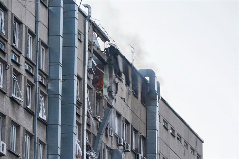 Archivo - Impacto de un dron iraní en Kiev, Ucrania (archivo)