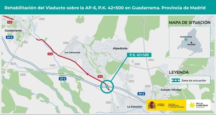 Archivo - Afecciones al tráfico en la N-6 en Alpedrete y Collado hasta diciembre por las obras del viaducto sobre la AP-6