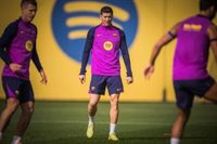 Robert Lewandowski y Dani Olmo se ejercitan parcialmente con el grupo