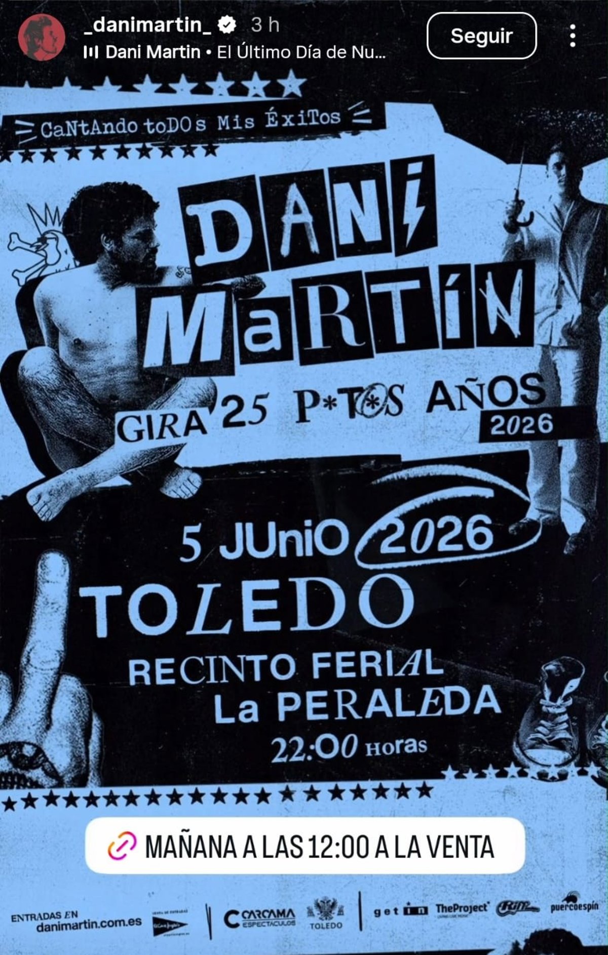 Dani Martín tocará en Toledo el 5 de junio de 2026 y las entradas salen este jueves a la venta