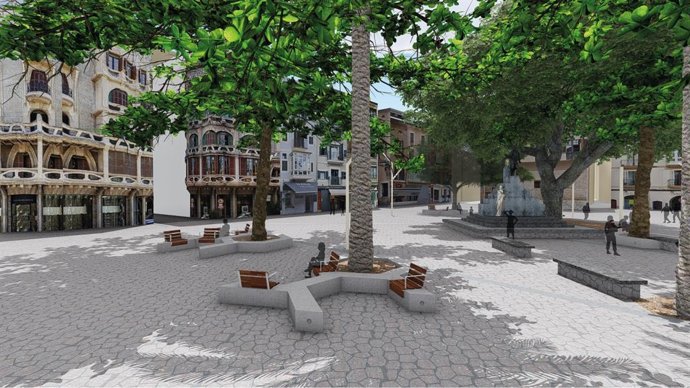 Render del diseño para la peatonalización de la plaza del Mercat.