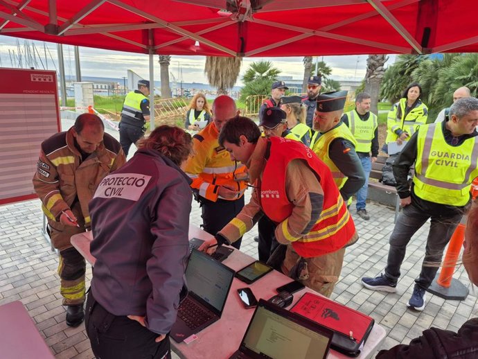 Centre de comandament avançat durant el simulacre