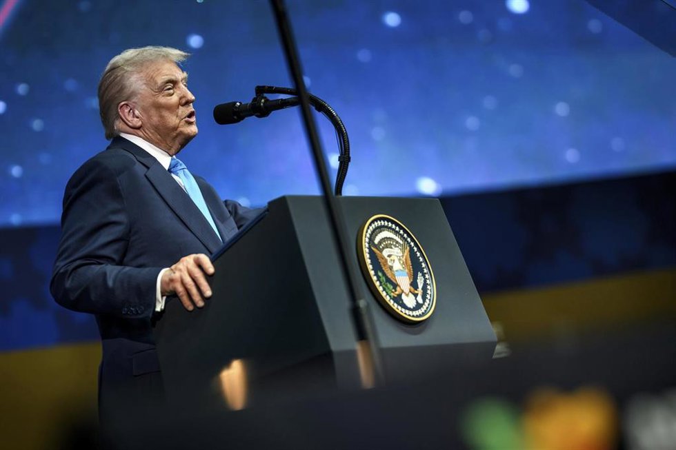 El presidente de EEUU, Donald Trump, durante un acto en Corea del Sur