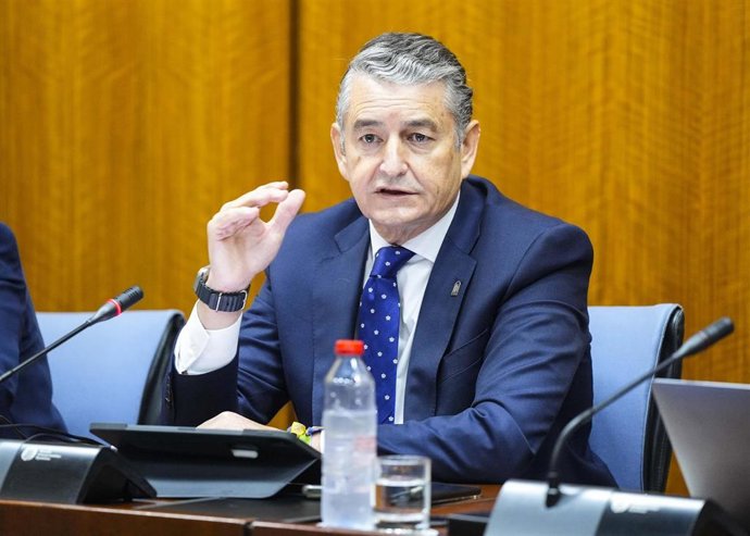 El consejero de Sanidad, Presidencia y Emergencias, Antonio Sanz, este jueves en el Parlamento