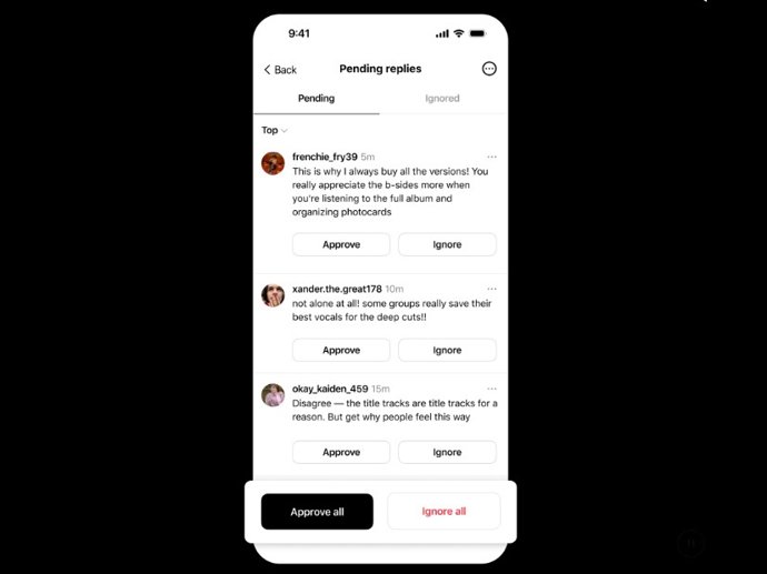 Aprobar respuestas en Threads